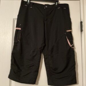 Black Cargo Shorts with Pink Accents